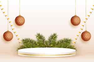 Free vector merry christmas background with podium for product display