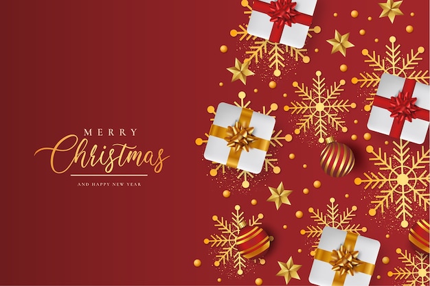 Merry Christmas Background With Realistic Christmas Pattern