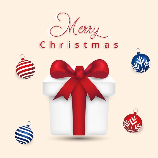 Merry christmas background with realistic gift box illustration