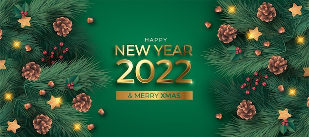 Free vector merry christmas background with realistic presents and ornaments