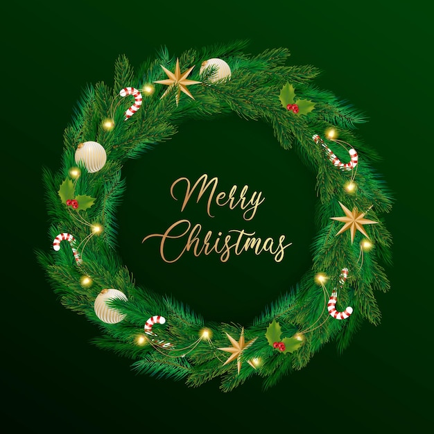 Free vector merry christmas background with realistic wreath