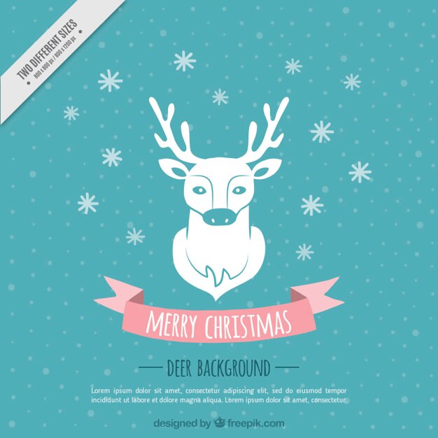 Free vector merry christmas background with reindeer and stars