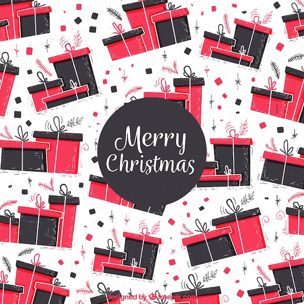 Free vector merry christmas background with vintage gifts