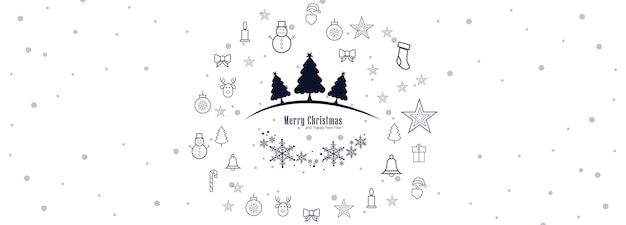 Free vector merry christmas banner horizontal background vector