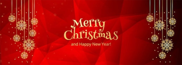 Merry christmas banner template with ornaments