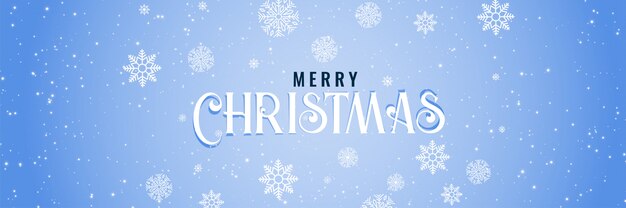 Merry christmas banner with snowfall background