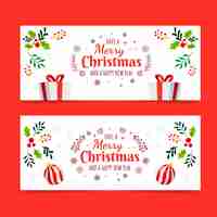 Free vector merry christmas banners with presents