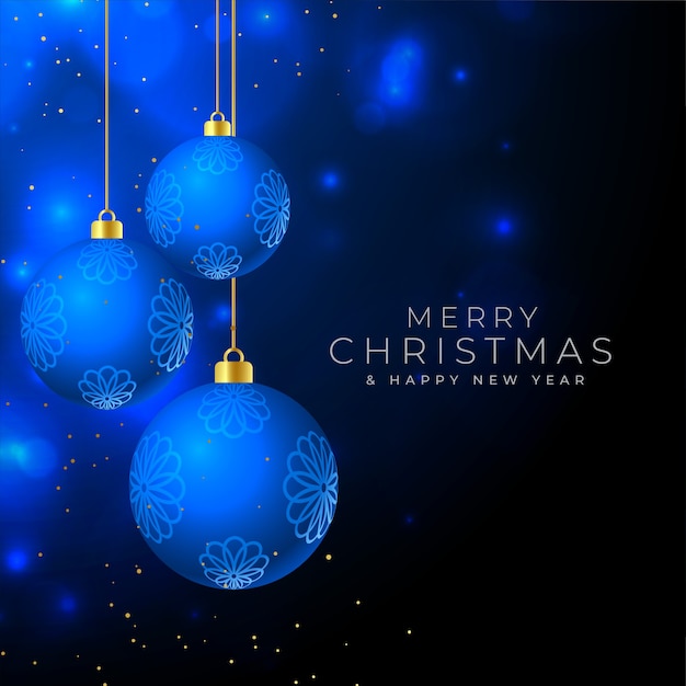 Free vector merry christmas beautiful background with hanging baubles