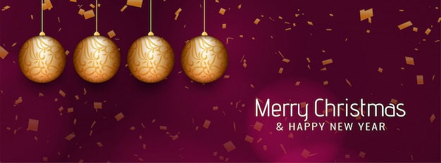 Buon natale bellissimo banner con palle di natale