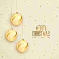 Free vector merry christmas beautiful festival card with golden balls