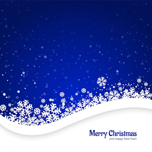 Merry christmas blue background with snowflakes design