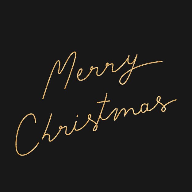 Merry Christmas calligraphy sticker, gold text design vector