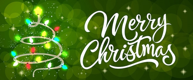 Free vector merry christmas calligraphy with fairy lights