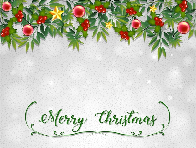 Merry christmas card template with mistletoes