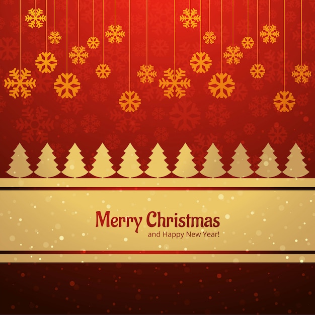 Free vector merry christmas card tree with snowflake background vector