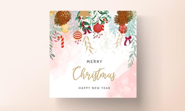 merry christmas card with beautiful christmas ornament