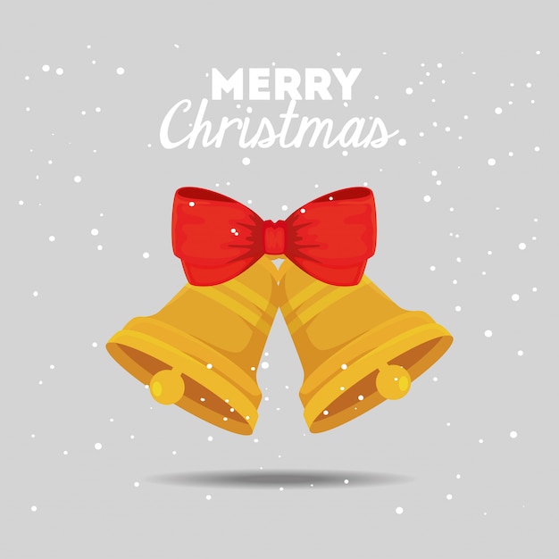 鐘と弓リボン付きメリークリスマスカード