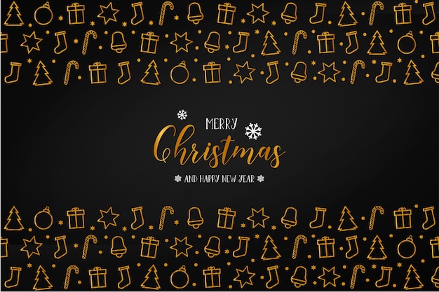Free vector merry christmas card with christmas icons set