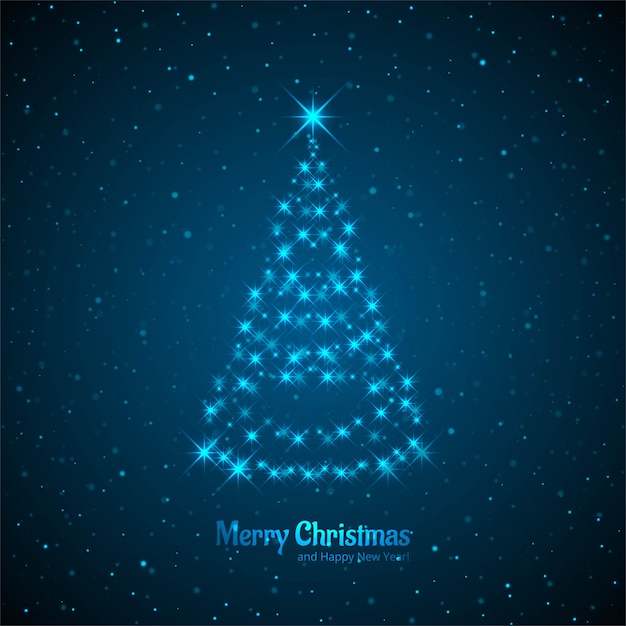 Vettore gratuito merry christmas card con disegno albero decorativo