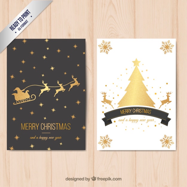 黄金の装飾メリークリスマスカード