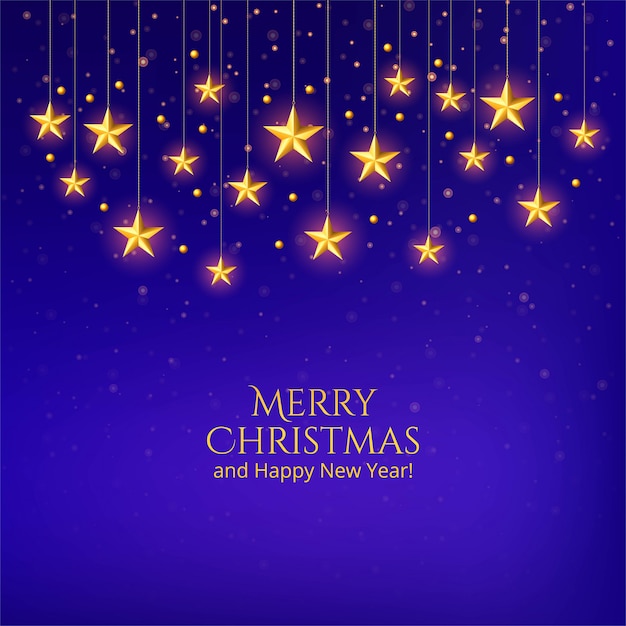 Merry christmas card with golden stars