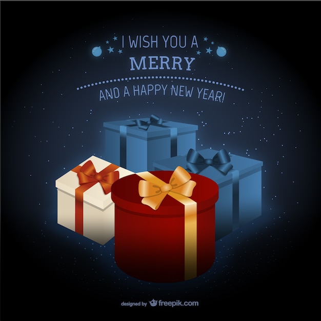 Бесплатное векторное изображение Веселая рождественская открытка с подарками
