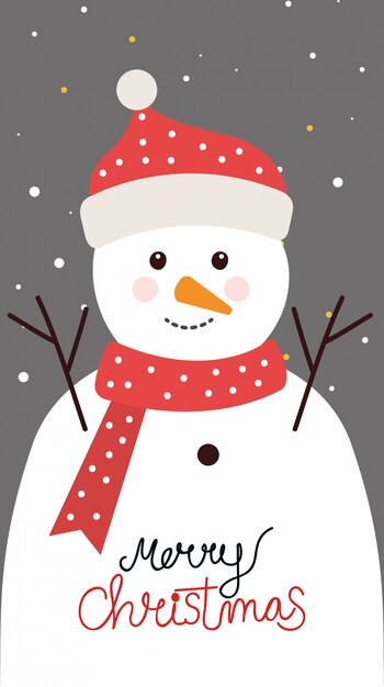 Веселая рождественская открытка со снеговиком