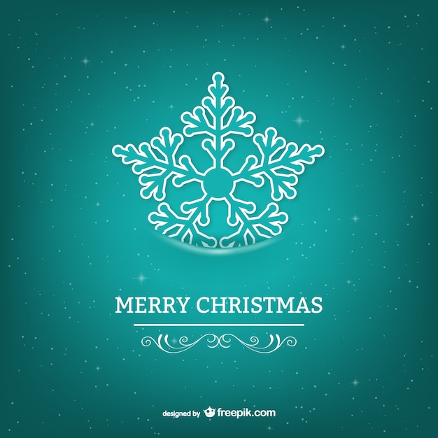 Merry christmas card with turquoise snowflake