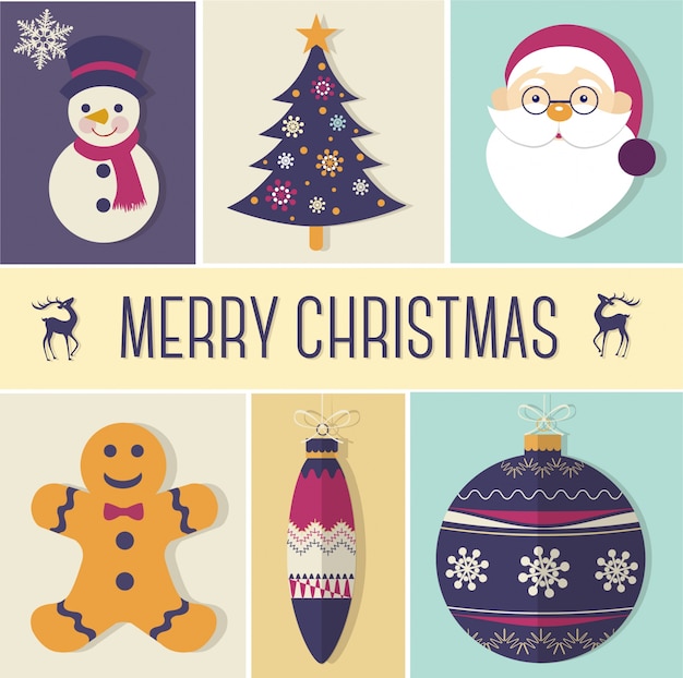 Free vector merry christmas card