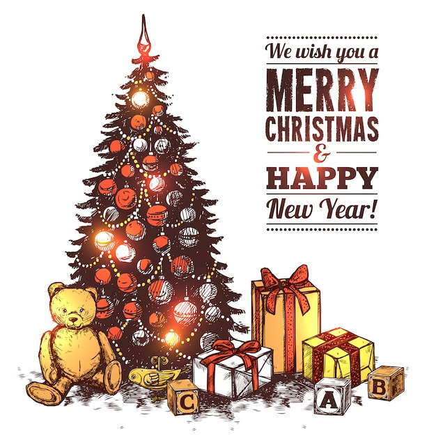 Free vector merry christmas card