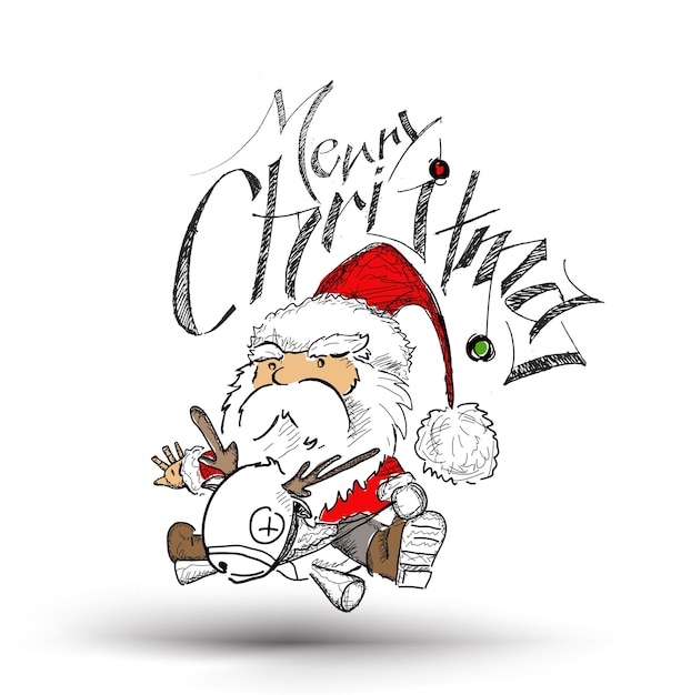 Merry Christmas! Cartoon Style Funny Santa Claus, Vector illustration