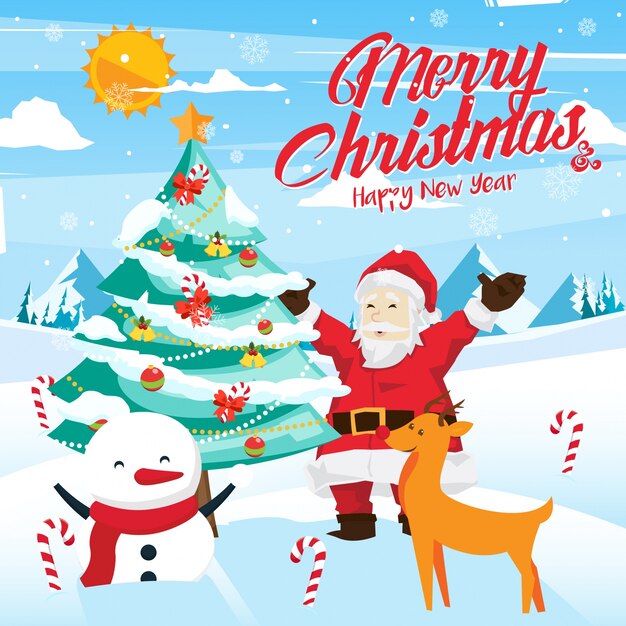 Merry Christmas Celebration Card Illustration