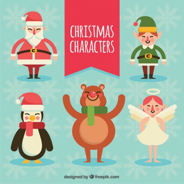 Free vector merry christmas characters