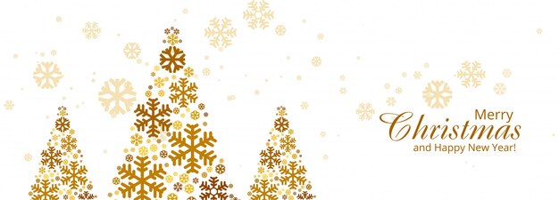 Счастливого Рождества красочные снежинки дерево карты баннер