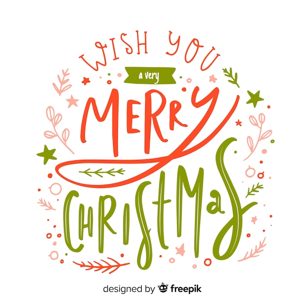 Free vector merry christmas concept with lettering