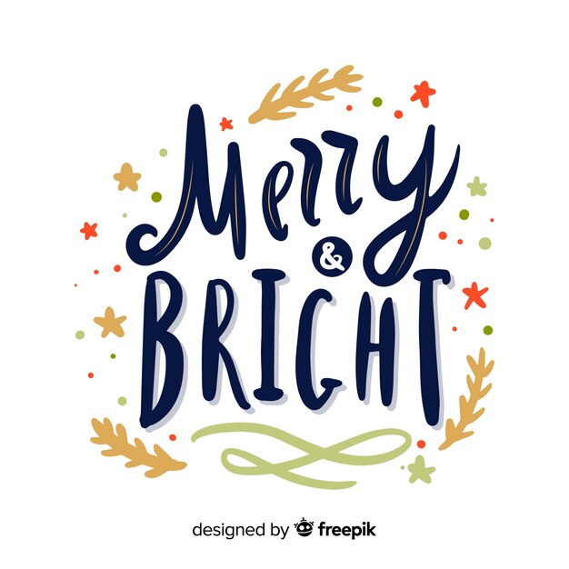 Free vector merry christmas concept with lettering