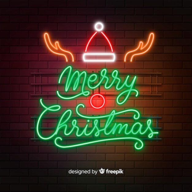 Merry christmas concept with neon design