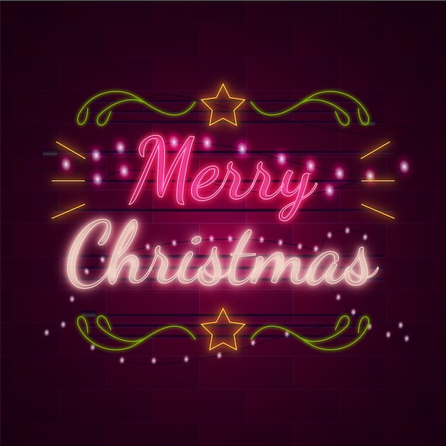 Merry christmas concept with neon design