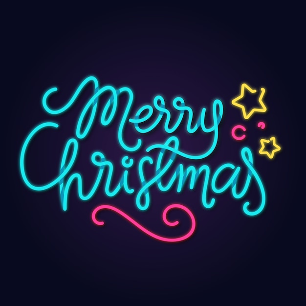 Merry christmas concept with neon design