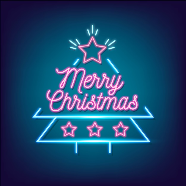 Free vector merry christmas concept with neon design