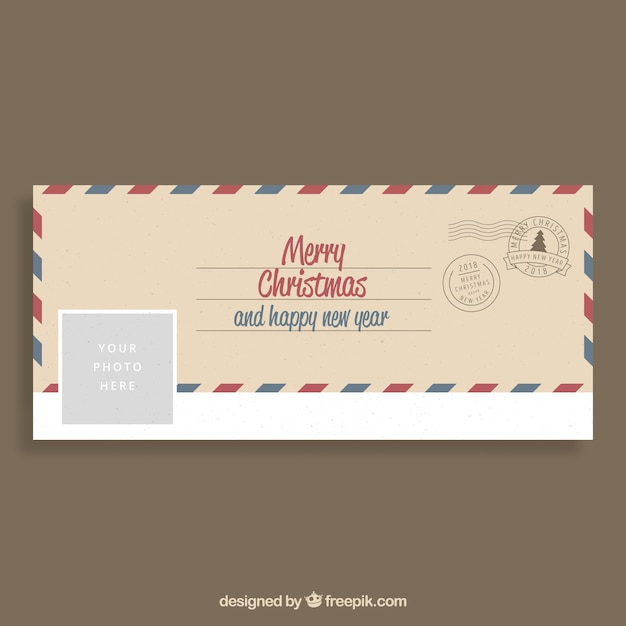 Free vector merry christmas congratulations on an envelope