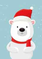 無料ベクター メリークリスマスのかわいいクマのキャラクター