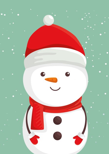Merry christmas cute snowman character