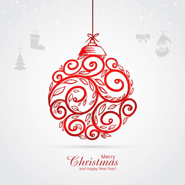 Free vector merry christmas decorative artistic red ball background