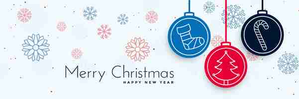 Free vector merry christmas decorative banner with xmas elements