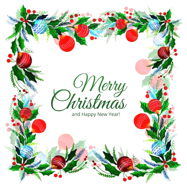 Free vector merry christmas decorative leaf celebration