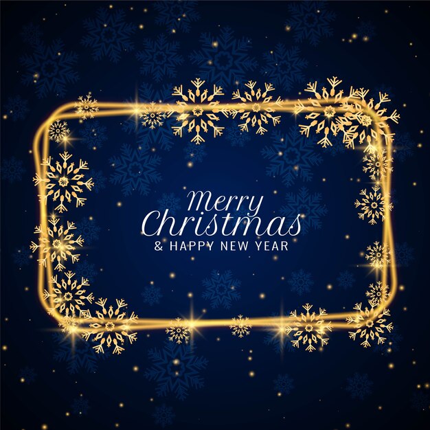 Merry Christmas decorative snowflakes frame background  