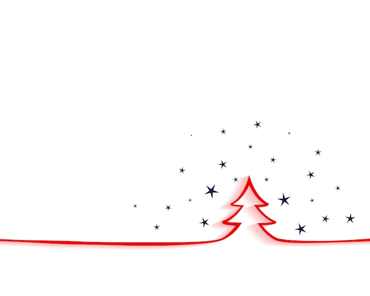 Free Vector merry christmas elegant background with red ltree in lineal style