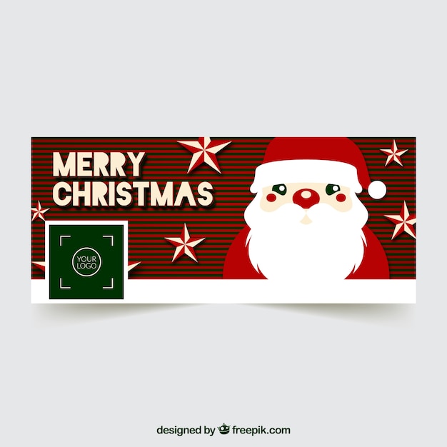 Free vector merry christmas facebook cover with a santa claus