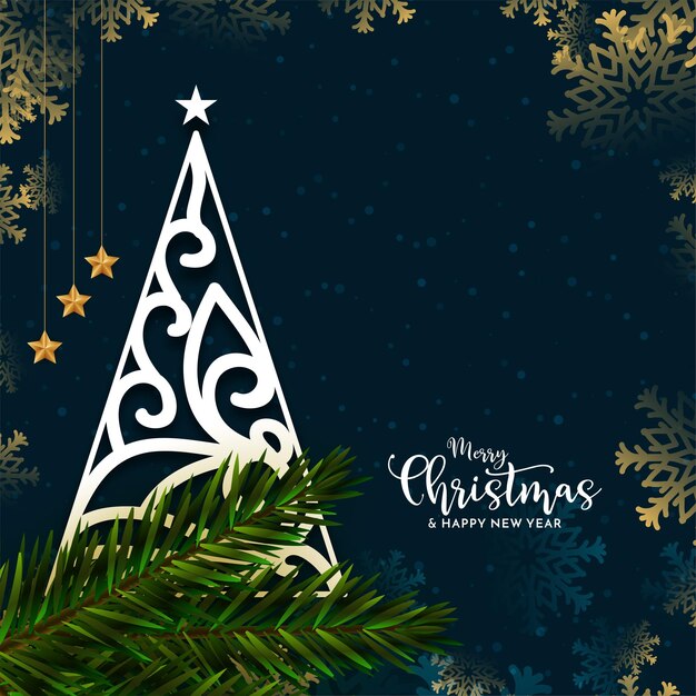 Vettore gratuito merry christmas festival sfondo bellissimo albero design